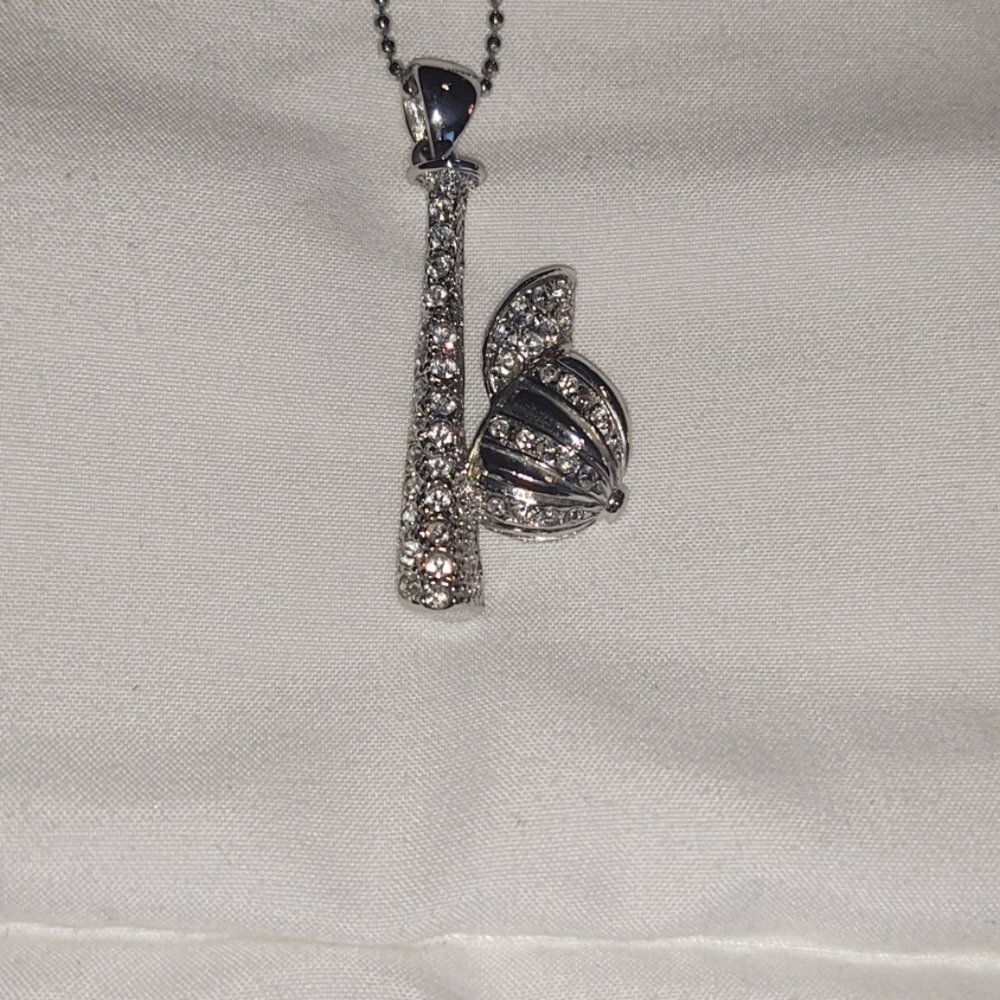 Baseball and bat bling necklace